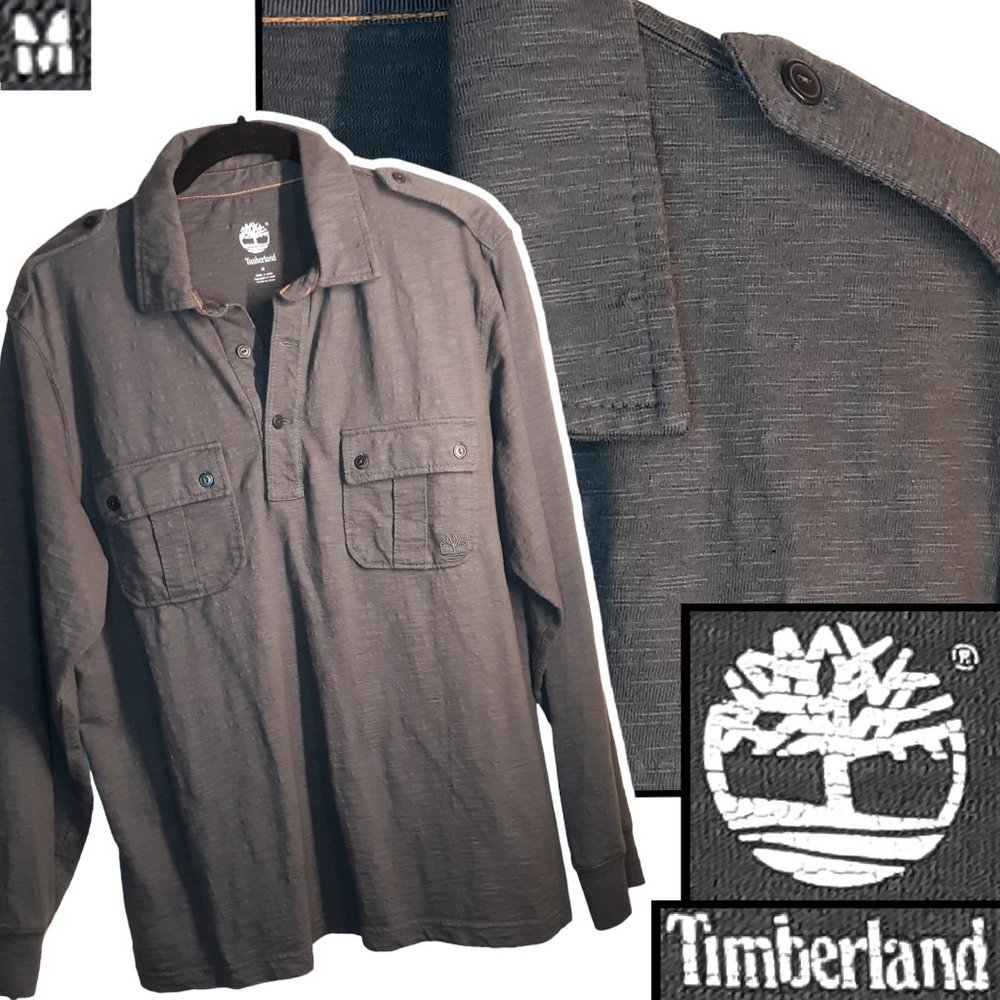 Slub knit 1/4 button down shirt w/pockets 🧾